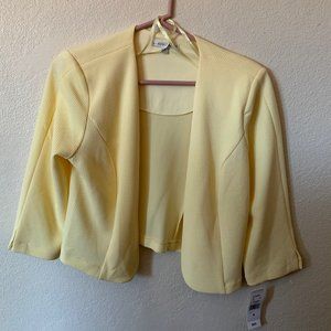 Sandra Darren Yellow Bolero Cropped Jacket Size 6 NWT